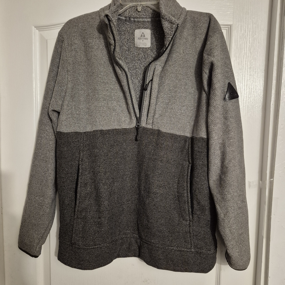 Ascend Gray Two-Tone Zip-Up Sweater